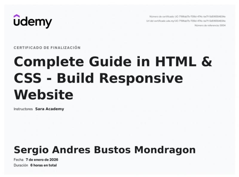 Certificado Complete Guide in HTML & CSS