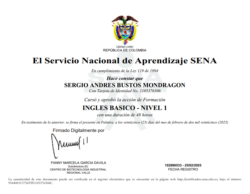 Certificado Inglés Básico Nivel 1